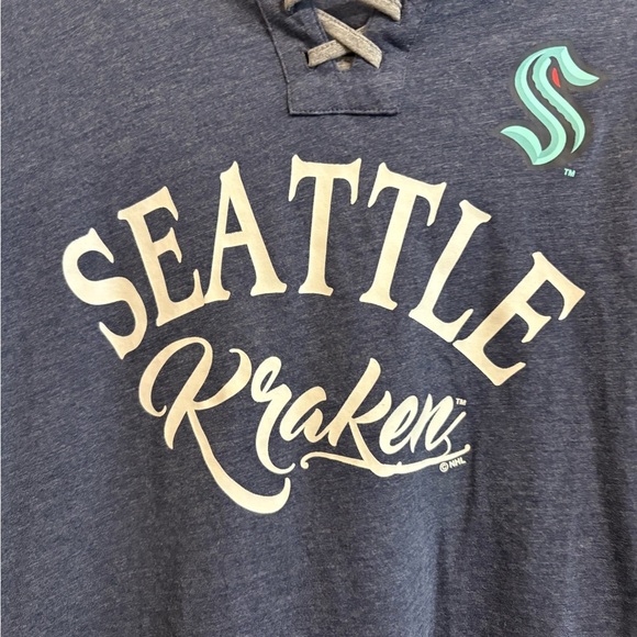 NHL Seattle Kraken Women’s Navy Long sleeve shirt with hoodie - Picture 3 of 5